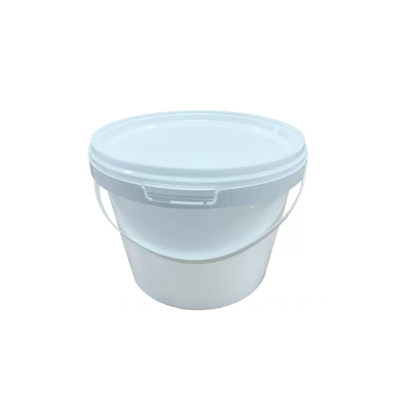 Ведро 1,5л круглое, с пластиковой ручкой, с белой крышкой, код: 36320