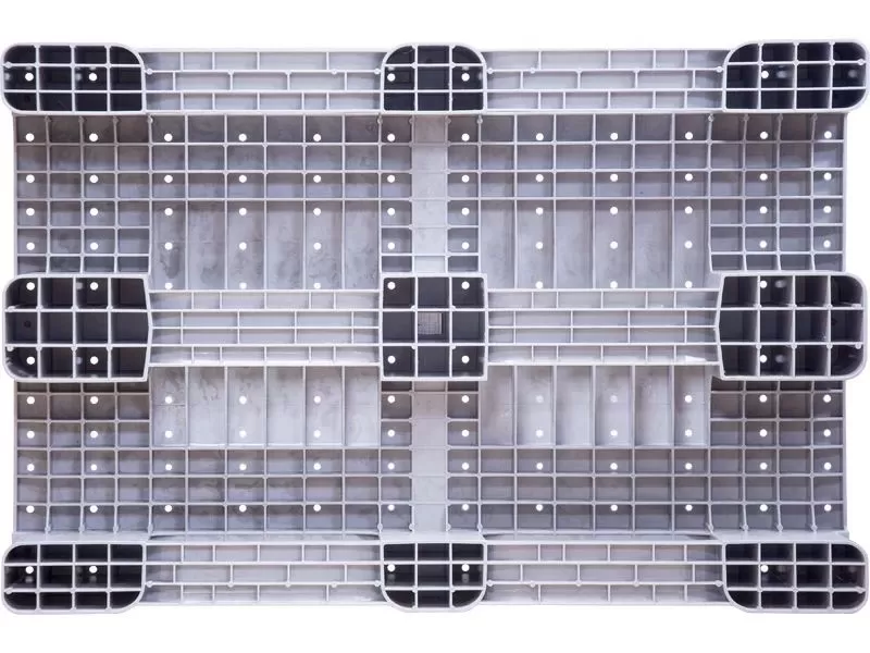 Паллет 1200х800х155 мм (сплошной специализированный на 3-х полозьях), арт. DP 1208-1S серый, код: 19301