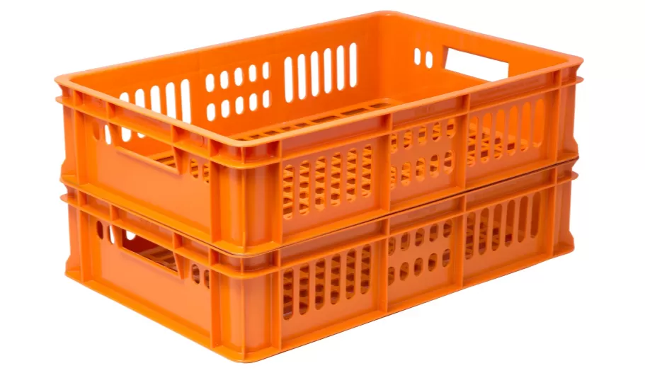 Ящик перфорированный 600×400×150, арт.: 418, объём 28, оранжевый, код: 13434