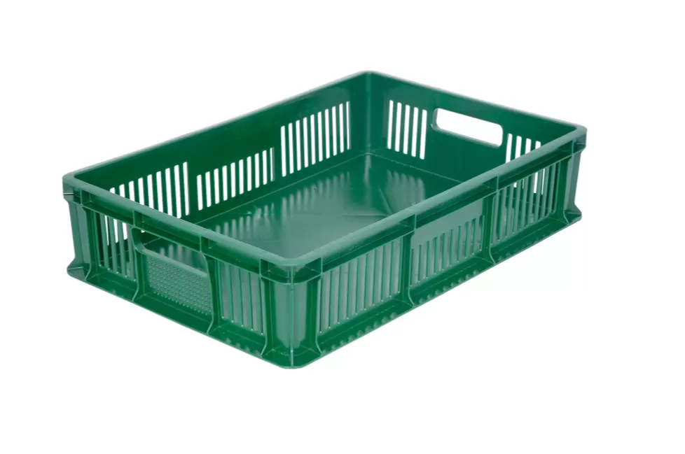 Ящик перфорированный 600×400×140 мм, объем 27 л., арт.: 705.02.01, зелёный, код: 16402