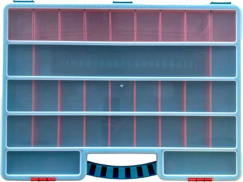 Органайзер 517х395х60 с лотками, с планкой, с разделителями, 38 ячеек, код: 36996