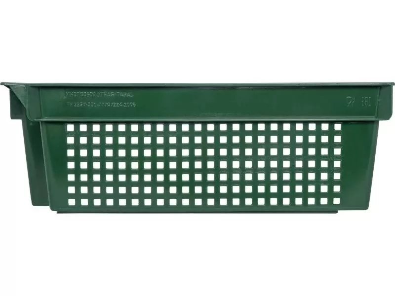 Ящик перфорированный 600×400×200, арт.: 102-У, объём 37, зелёный, код: 09230