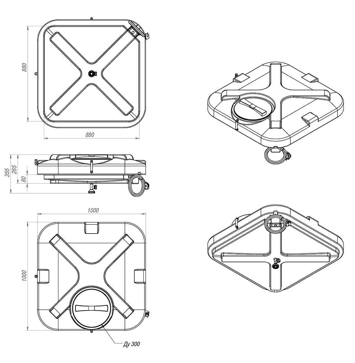 Пластиковый бак для душа 150 литров с подогревом, арт.: Б-150 с подогревом, цвет: чёрный, код: 23014