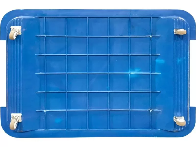 Пластиковый ящик 710х500х455 на колёсах, синий, код:25753