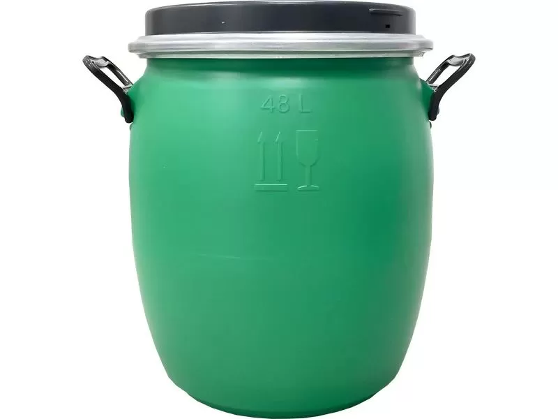 Бочка 48л. круглая, с крышкой и обручем, код: 35695