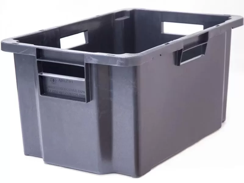 Ящик сплошной 600×400×300 мм, объем 52 л., арт.: 218-1, чёрный, код: 19564
