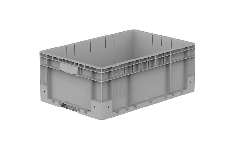 Ящик 600х400х230 сплошной, усиленное дно, демпфер по углам цв. серый, код: 40202