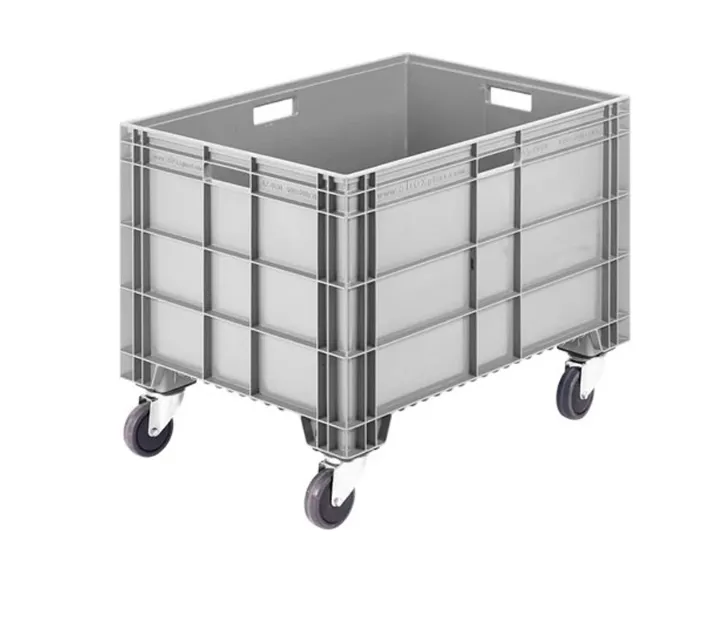 Полубокс п/э 800х600х633 сплошной, с ручками, на колесах, код: 40547