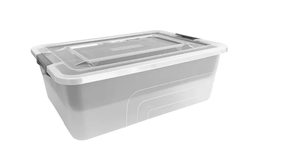 Ящик 305х215х116 для хранения, с крышкой, на клипсах, с лотком, код: 38111