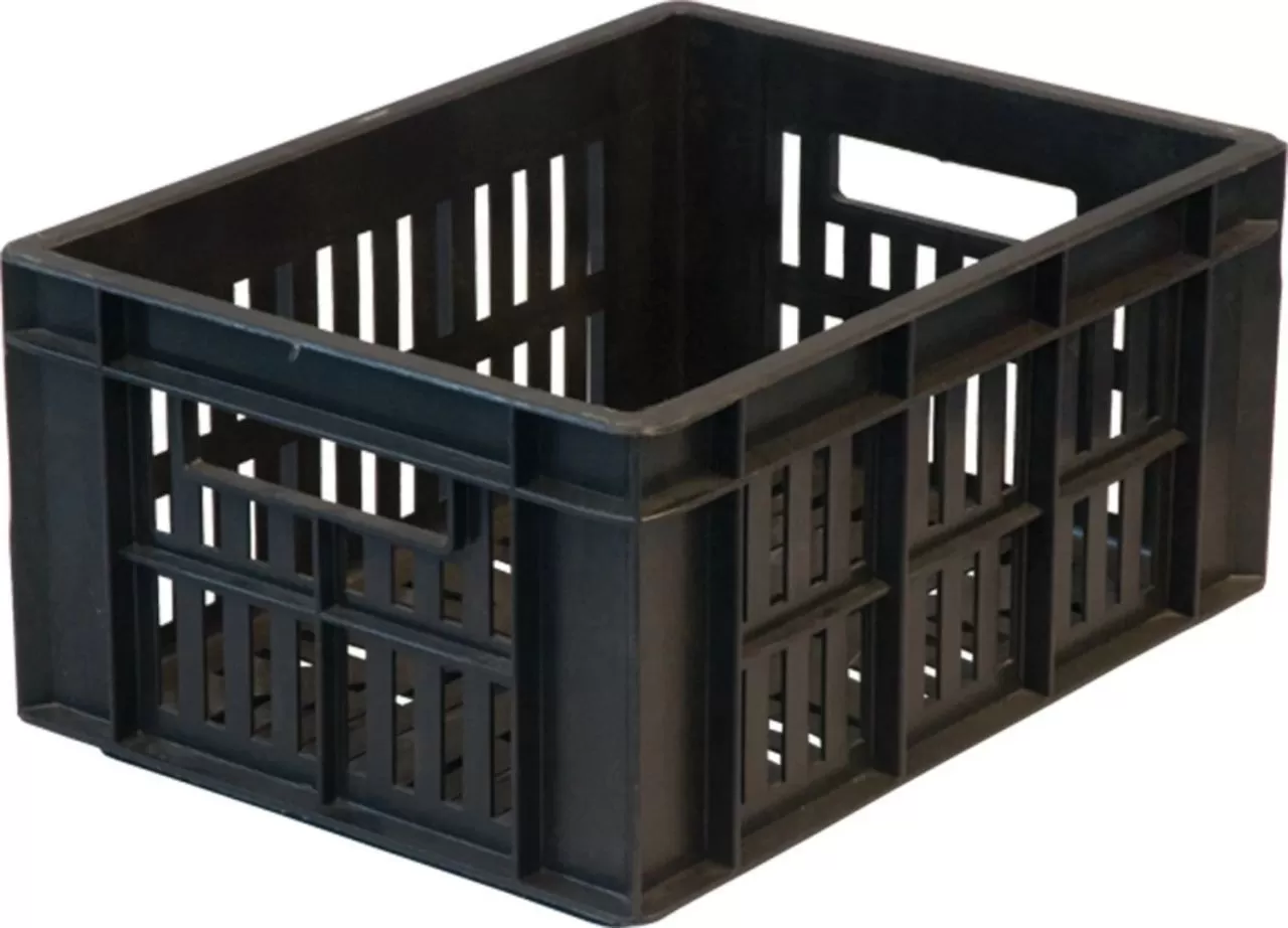 Ящик перфорированный 400×300×200, арт.: 302, объём 24, чёрный, код: 00415