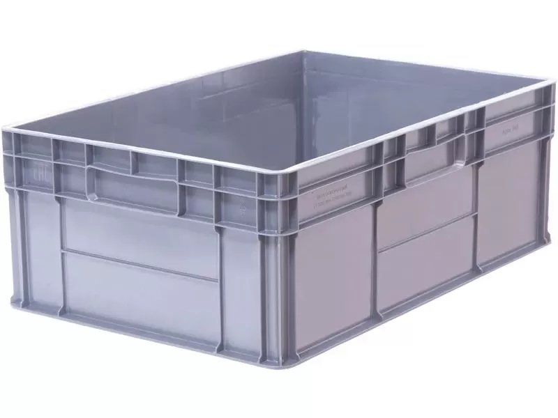 Ящик 600х400х220 стенки сплошные, дно усиленное, 4 закрытые ручки, код: 32480