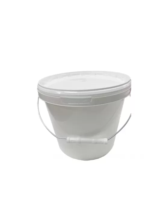 Ведро 5,7л круглое, с металлической ручкой, с белой крышкой, код: 36276