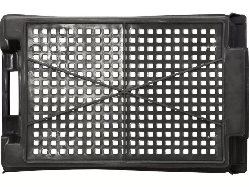 Ящик перфорированный 600×400×200, арт.: 102-У, объём 37, чёрный, код: 09229