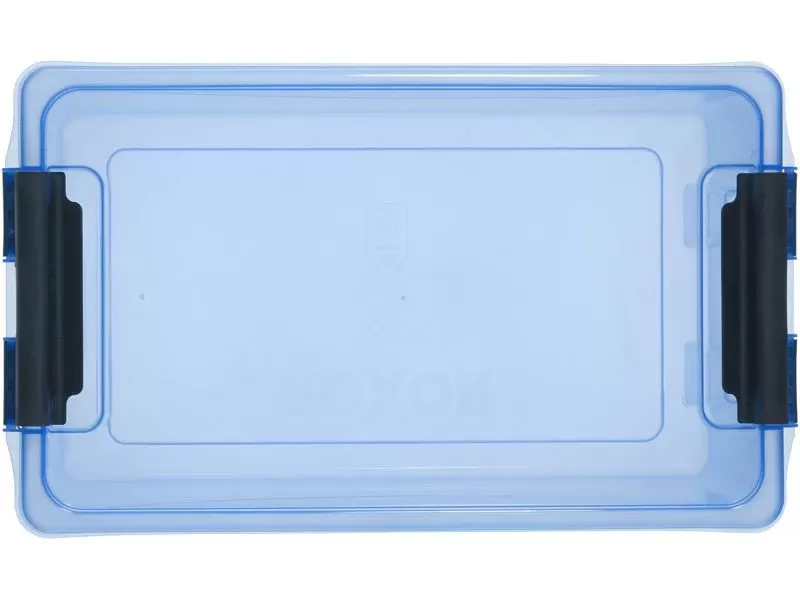 Ящик 400х225х150 с крышкой на клипсах, объем 10, голубой, код:28554