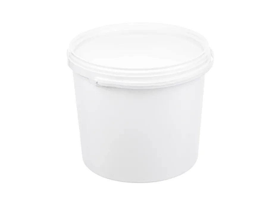 Ведро  п/п 5,6л. круглое, d-222мм, с пластиковой ручкой, с белой крышкой, код: 38349