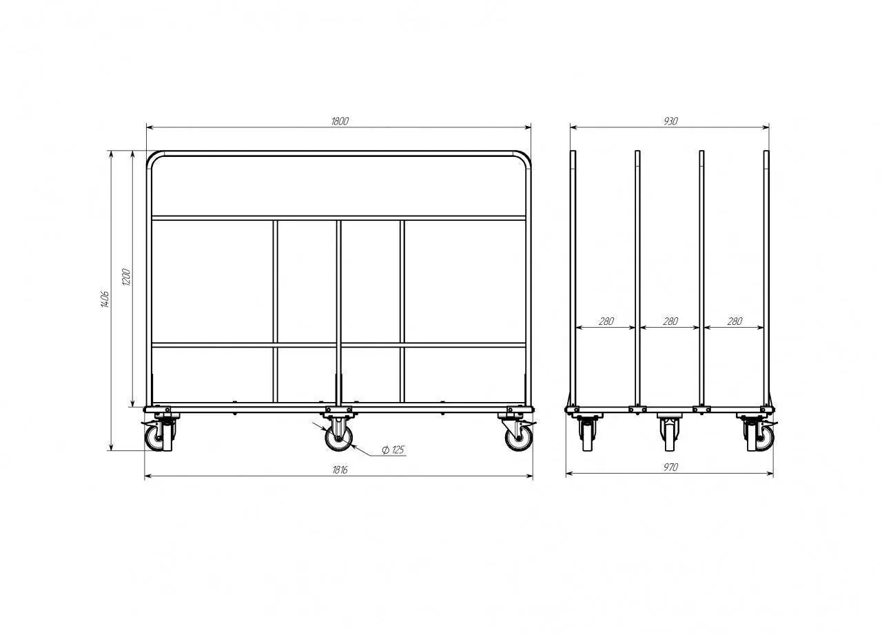 Тележка для негабаритного товара одноуровневая