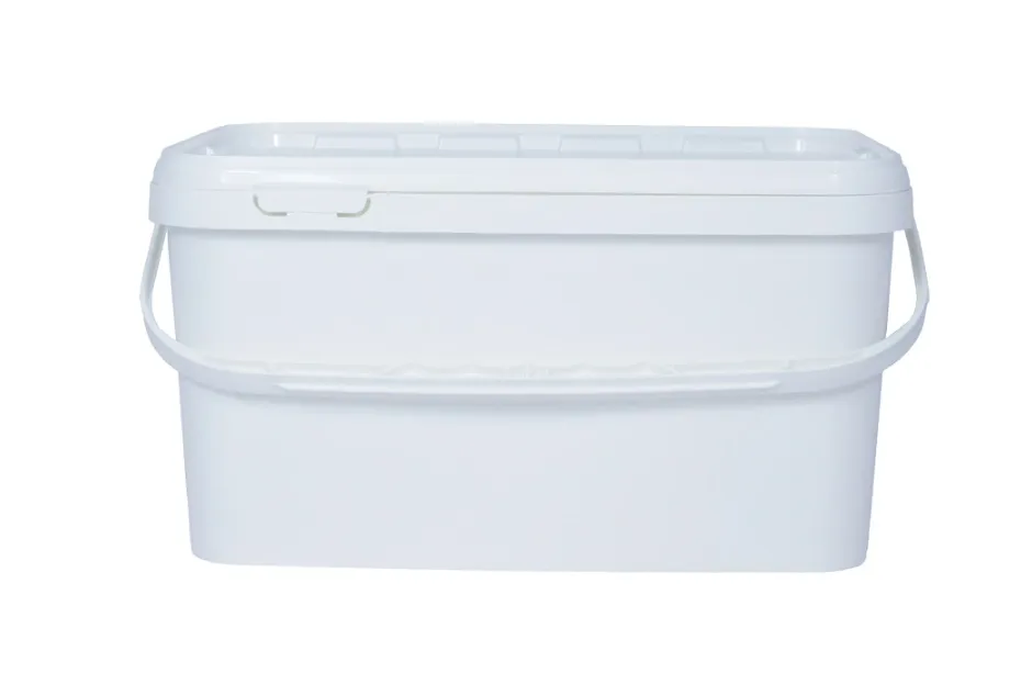 Ведро п/п 5,8л. прямоугольное, с белой крышкой, с ручкой пластик, код: 37375
