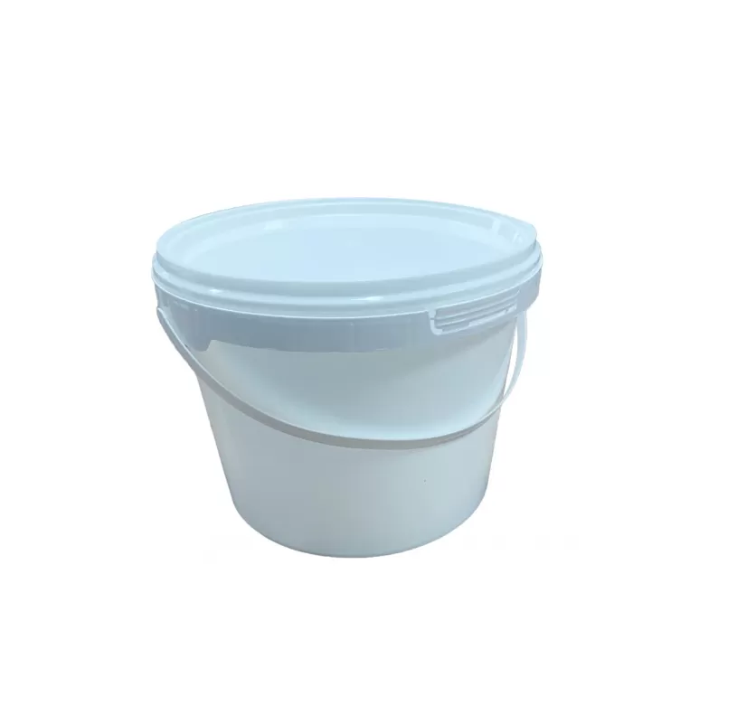 Ведро 1,5л круглое, с пластиковой ручкой, с белой крышкой, код: 36320