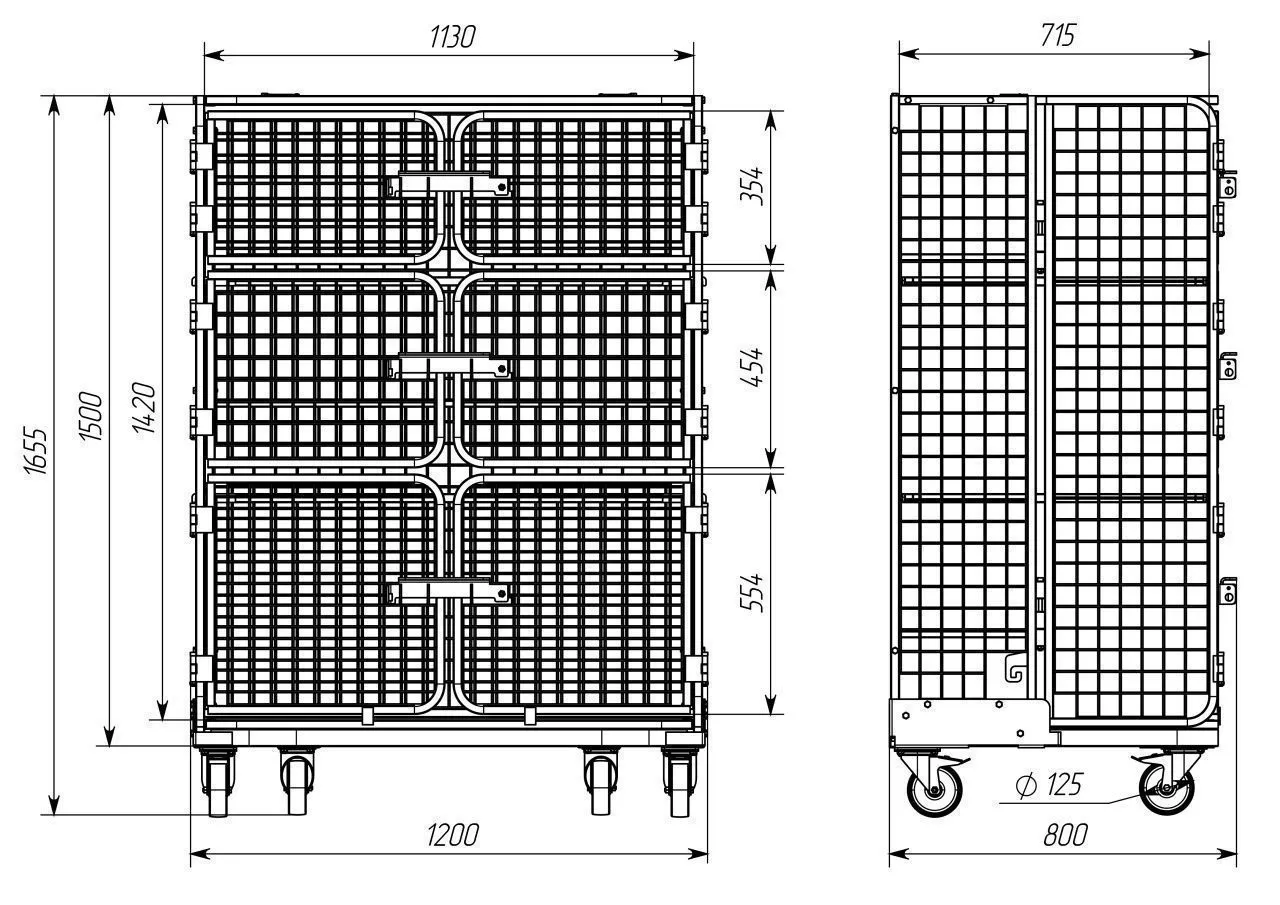Въездной транспортный контейнер Н=1655