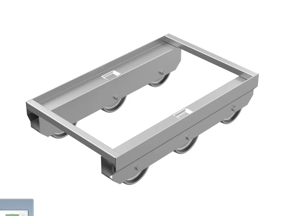 Тележка 600х400х166 для ящиков из нержавеющей стали, 6 колес, код: 31241