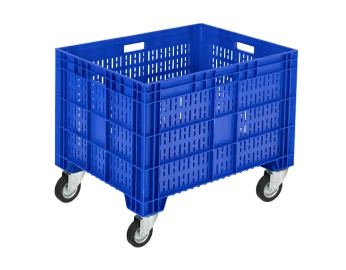 Полубокс п/э 800х600х633 перфорированный, с ручками, на колесах, код: 40548