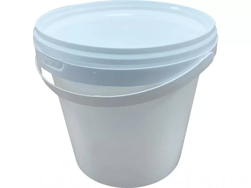 Ведро 1л круглое, с пластиковой ручкой, с белой крышкой, код: 36235