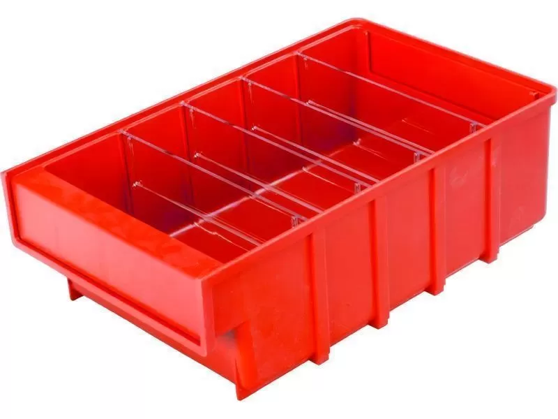 Ящик сплошной 300×185×100 мм, объем 5.55 л., арт.: 6002, красный, код: 10555