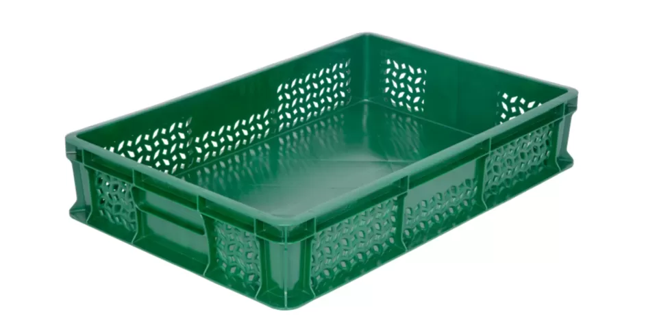 Ящик перфорированный 600×400×120 мм, объем 22 л., арт.: 704.02.02 м, зелёный, код: 16392