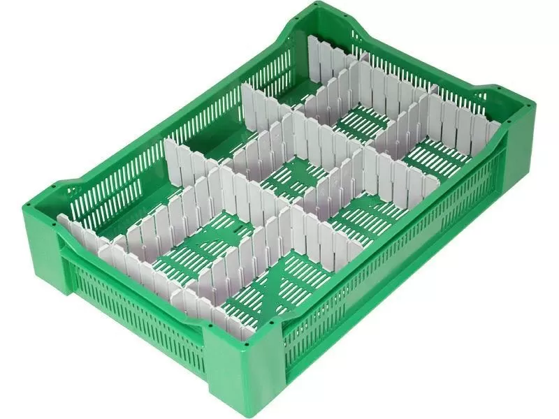 Ящик перфорированный 600×400×135, арт.: 119, объём 32.4, зелёный, код: 03005