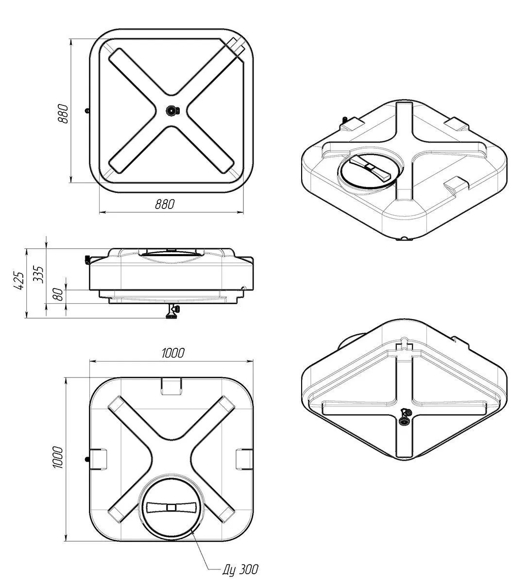 Пластиковый бак для душа 200 литров, арт.: Б-200, цвет: чёрный, код: 19117