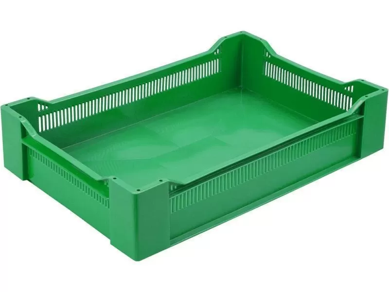 Ящик перфорированный 600×400×135, арт.: 120, объём 32.4, зелёный, код: 04240