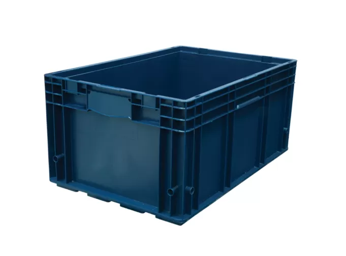 Ящик 6429 R-KLT 594х396х280, объем 48, синий, код:20842