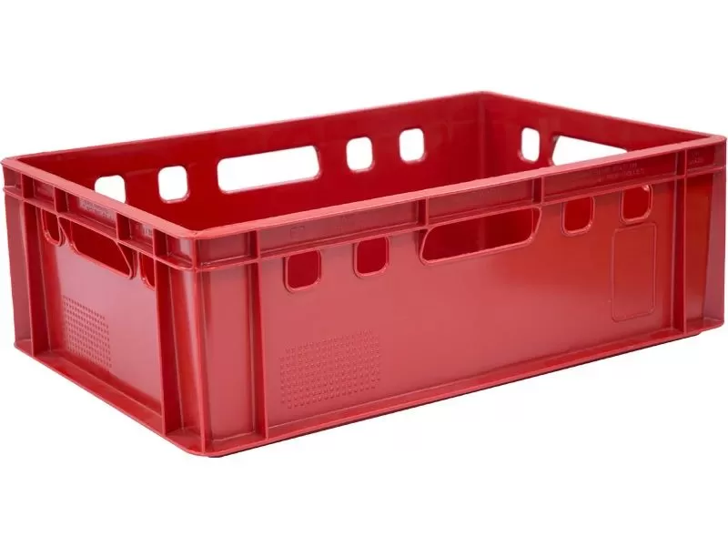 Ящик сплошной 600×400×200 мм, объем 40 л., арт.: 207, красный, код: 00384, Е2 (евроформат)