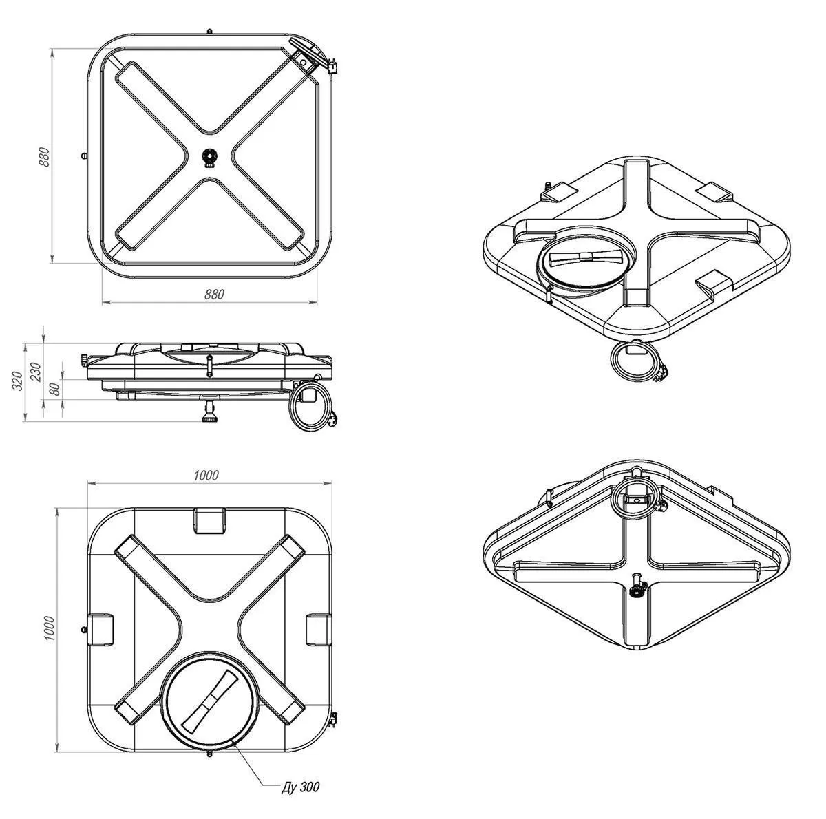 Пластиковый бак для душа 100 литров с подогревом, арт.: Б-100, цвет: чёрный, код: 19340