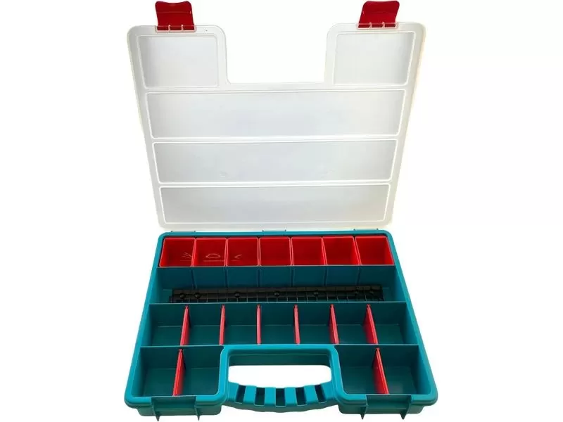 Органайзер 407х340х60 с лотками, с планкой, с разделителями, 25 ячеек, код: 36994