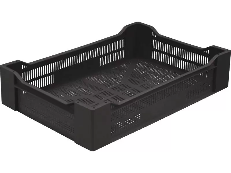 Ящик перфорированный 600×400×135, арт.: 119, объём 32.4, чёрный, код: 03662