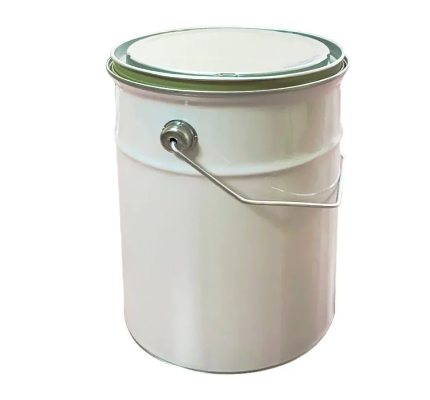 Ведро металл 5л. прижимная белая крышка, с покрытием внутри, код: 34198