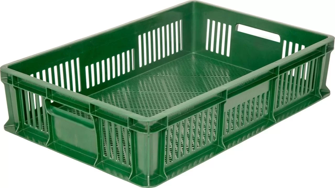 Ящик перфорированный 600×400×140, арт.: 705.01.03, объём 27, зелёный, код: 17413