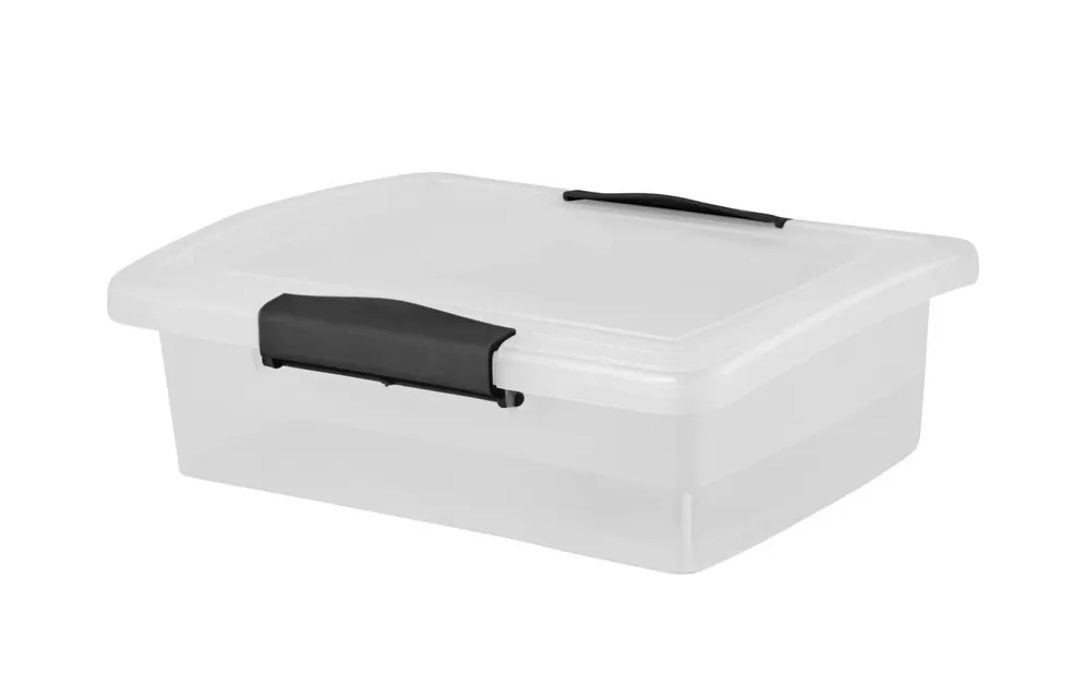 Ящик 215х160х65 1,25л. для хранения, с крышкой, на клипсах, код: 36182