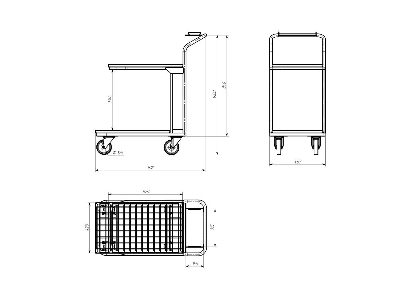 Тележка для подбора на 2 пластиковых ящика