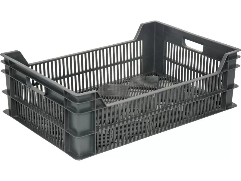 Ящик перфорированный 600×400×190, арт.: 106, объём 48, чёрный, код: 00363