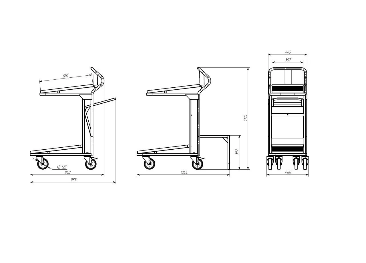 Тележка для подбора на 2 ящика