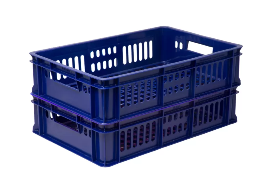 Ящик перфорированный 600×400×150, арт.: 418, объём 28, синий, код: 15657