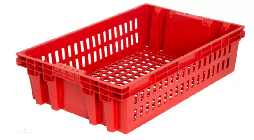 Ящик перфорированный 600×400×152, арт.: 403, объём 27, красный, код: 01466