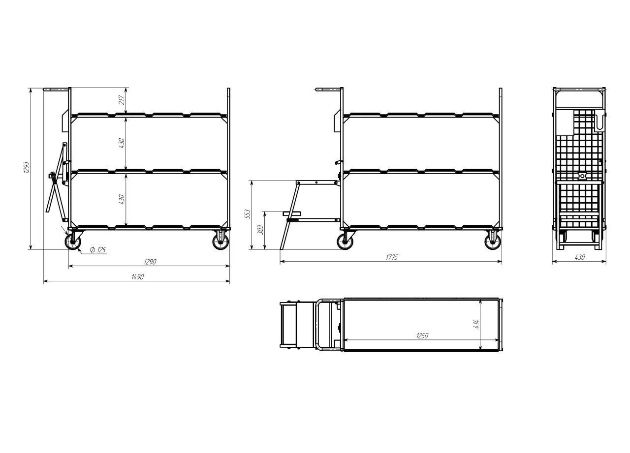 Тележка для размещения на 6 ящиков