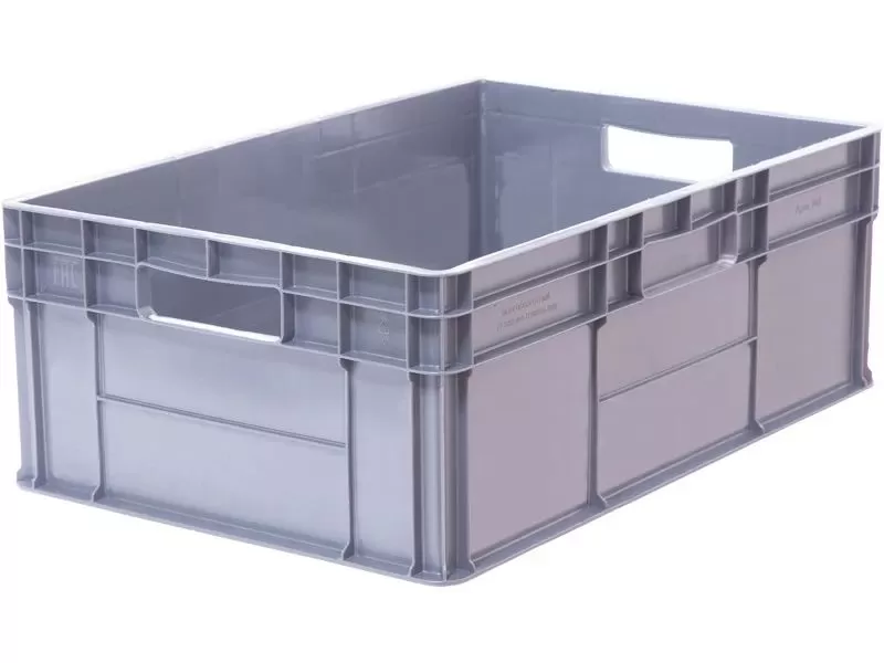 Ящик 600х400х220 стенки сплошные, дно гладкое, 2 открытые ручки, код: 32478