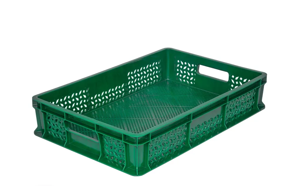 Ящик 600x400x120 с ручками перфорированный, код: 18436