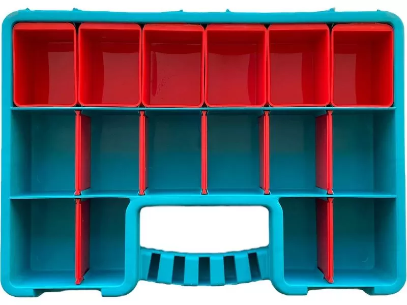 Органайзер 355х260х60 с лотками, с разделителями, 16 ячеек, код: 36993