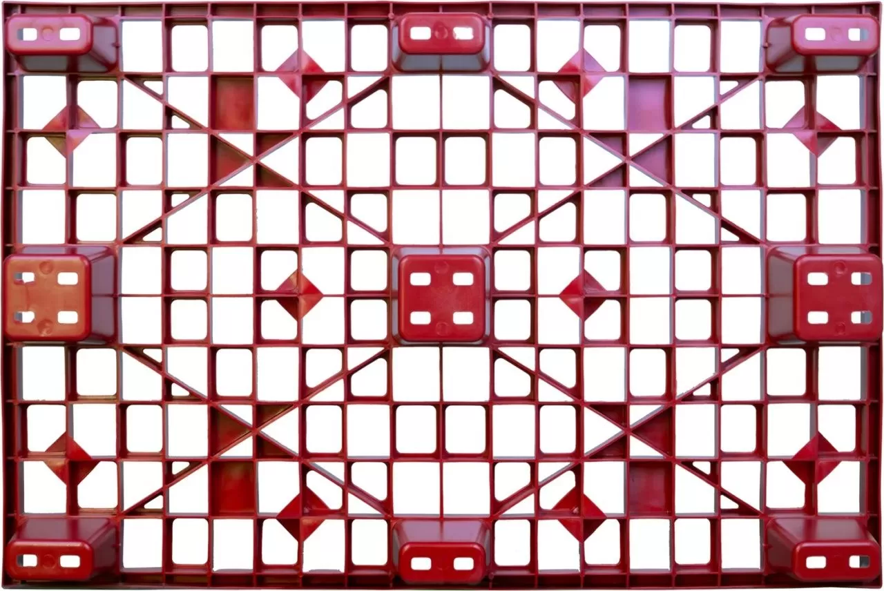 Паллет 1200х800х160 мм (перфорированный на 9 ножках вкладываемый), арт. TR 1208 L красный, код: 12745