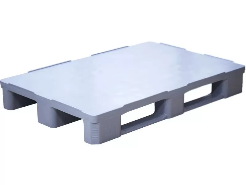 Паллет 1200x800х160 сплошной, гигиенический, на 3-х полозьях, арт. IR 1208-3R-G серый, код: 14055